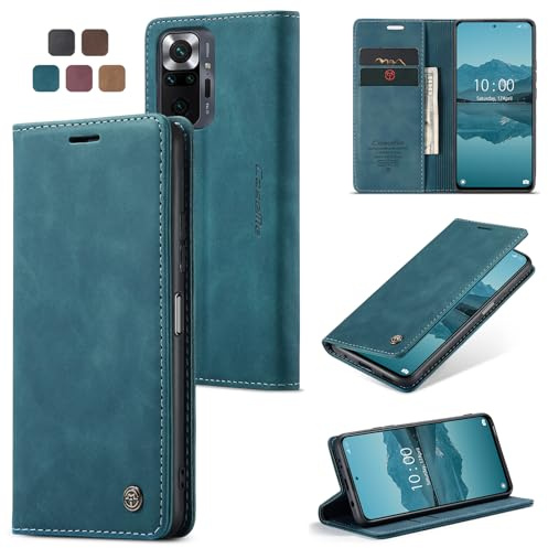 owlhold Funda para Xiaomi Redmi Note 10 Pro/10 Pro MAX,Carcasa Avanzado PU Piel [Tarjetas y Billetera][Soporte Plegable][Cierre Magnético] Antigolpes Libro Case para Redmi Note 10 Pro/10 Pro MAX-Azúl