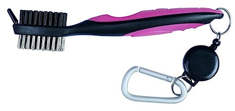 Anneome Groove Cleaner Double-sided Brush Corrosion Golf Cleaning Tool for Effortless Dirt Removal and Spikes Black and Rose Red