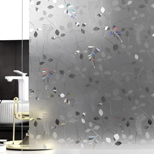 FACILITYS Film décoratif électrostatique Anti Regards pour fenêtre - Fleurs - Translucide