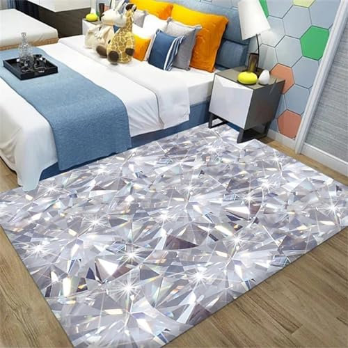 Teppich Wohnzimmer Teppich Kurzflor Modern Design rutschfest Teppich Für Schlafzimmer Bodenmatte Innen Und Außen Teppich Rautenmuster 140 X 200 cm -209986264341