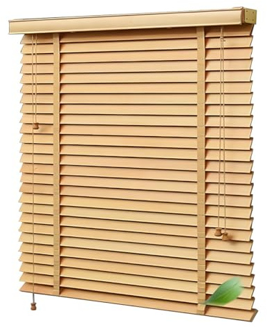 AKWQPY Holzjalousie 50mm Holz Jalousie Horizontale Jalousette Echtholz 60X130cm 70X250cm 120x130cm Holzjalousien Fensterjalousie Sonnenschutz Dekorativer Vorhang Für Fenster & Tür(75Wx160H cm)