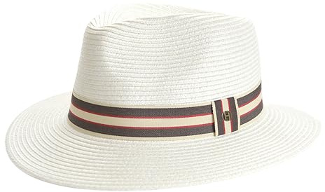 House of Ord Cape Town - Stripe Fedora - Hochwertiger Sonnenhut mit gestreiftem Band für Damen und Herren - Eleganter Sommerhut - UV-Schutz 50+