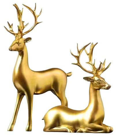 2 Stücks Weihnachts Rentier Figure, Weihnachtsdeko Rentier Hirsch Skulptur, Festliche Elch Statuen als Partydekoration, Winter Weihnachten Deko, Kreative Deko für Wohnzimmer, Küche, Schlafzimmer