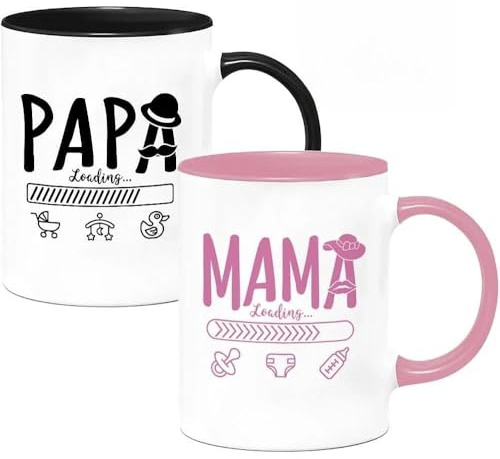 Tazas para Futuros Padres con Moneda de Decisión - Regalo Original para Mamá y Papá - Taza Personalizada 350ml para Embarazo y Baby Shower