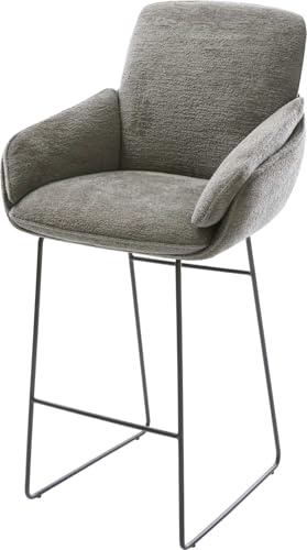 DELIFE Barstuhl Luan-Flex Kufengestell Metall Schwarz Bouclé Soft Schlamm