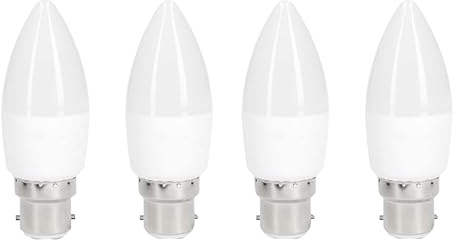 5.5W BC Dimmable Opal Candle Lamp Bulbs (Pack of 4) 40W 470Lm | Multipack 3000k Warm White Candle Light LED Bulbs