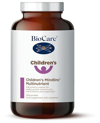 BioCare Children's Mindlinx Multinutrient, Apricot Flavour, 150g | Nutritional Powder for Kids with Vitamin D, Calcium, B Vitamins, Magnesium & Zinc, Immune, Energy & Growth Support