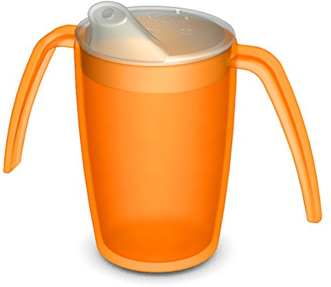 Ornamin 2-Henkel-Becher mit Schnabelaufsatz 220 ml orange (Modell 816 + 806) / Pflegebecher, Tremor-Becher, Schnabelbecher