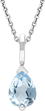 Ivy Gems 9ct White Gold Blue Topaz Tear Drop Pendant with 46cm Curb Chain