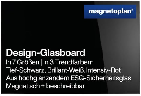 magnetoplan 13408012 Design-Glasboards, magnetisch, 1500x1000mm, tief-schwarz | Magnetisch, BxH 1500 x 1000 mm, tiefschwarz