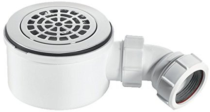 McAlpine ST90CPB-P-70 90mm Shallow Shower Trap Plated Brass Petal Shape, Chrome and White