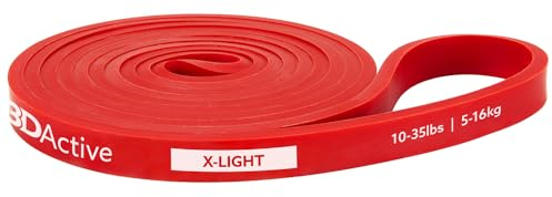 3DActive Pull Up Assist Band - Widerstandsband für Krafttraining, Powerlifting, Body Stretching, Crossfit - inklusive Übungsanleitung - 10 bis 35lbs - rot.
