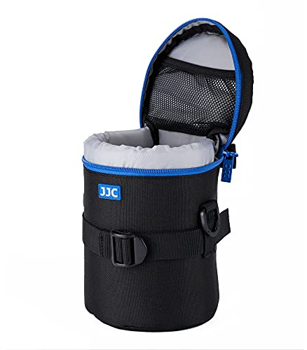 JJC Deluxe Objektiv Tasche mit 1 x Umhängeband, Wasserabweisend, Schwarz, passt Objektiv Durchmesser und Höhe unter 100 x 165mm (3.9 x 6.5“)