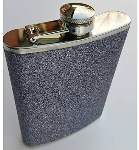 Prime Homewares 8oz Stainless Steel Plain Glitter Hip Flask Ladies Whisky Flasks (Smoke/Silver Glitter)
