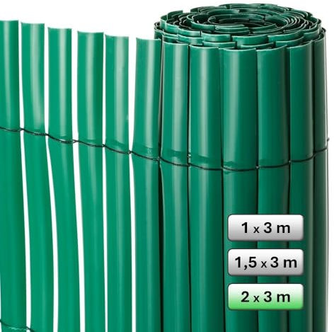 LOLAhome Cañizo PVC de Media caña Verde 3x2 Metros | Resistente, Decorativo y Fácil Instalación | Alta Privacidad y Ocultación para Valla, Jardín, Balcón o Terraza