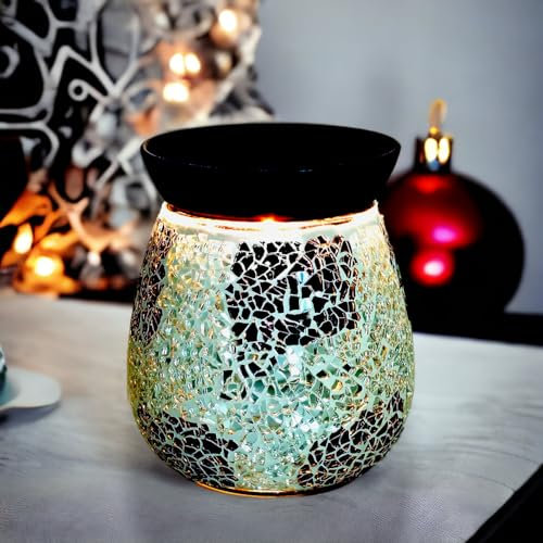 Tooltime Electric Silver Mirror Mosaic Wax Tart Melt Burner Lamp Scented Aroma Warmer