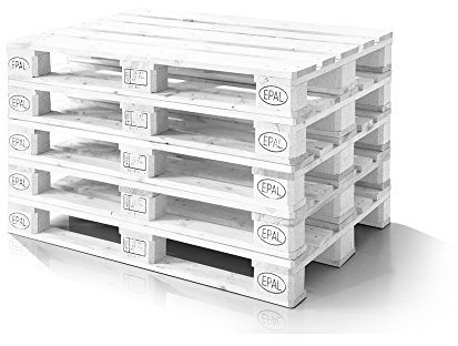 moebel-eins Europalette 5er Set Flachpalette Palette Neuware Holzpalette 120x80 cm Weiss