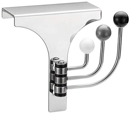 TentHome Garderobenhaken Türhaken zum Hängen über die Tür, 3 Schwenkbare Keramik Kleiderhaken Türgarderobe für Mäntel, Hüte, Handtücher, Edelstahl (Die Dicke der Tür unter 4,5 cm)