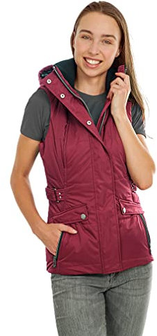 Knuffelwuff Damen Weste Carinae Größe: L / 40 Rot - Leichte atmungsaktive wasserabweisende Steppweste mit vielen Taschen für Outdoor, Wandern, Reisen, Gassi gehen - Windbreaker Übergangsjacke