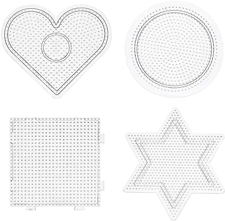 4PCS 2.6mm Fuse Beads Pegboards, Bead Boards, Peg Boards, Clear Plastic Pegboards for Kids DIY Craft Beads