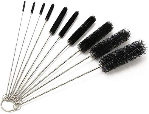 Nylon Tube Brush Set Pipe Tube Cleaner Bottle Cleaning Brushes for Drinking Straws Glasses Keyboards Jewelry Cleaning Beaker Cleaning Brushes（ 10PCS 8 Inches）
