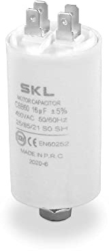 DL-pro Condensateur universel 16 µF 450 V Ø 40 x 70 mm avec connecteurs AMP 6,3 mm et vis de fixation M8 CBB60 pour appareils électroménagers