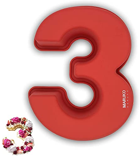 Moule Gateau Chiffre 3, Number Cake Moule, Grands Moules à Gâteau 3D en Silicone, Moule à Gâteau en Forme de Chiffre Pour Anniversaire et Anniversaire de Mariage, 26,5 cm