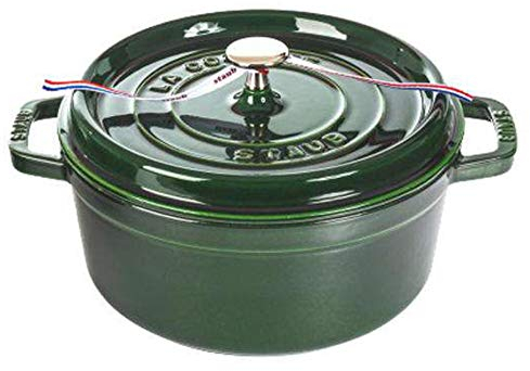 Auflauf Aus Gusseisen Mit Deckel NonStick - Backofen Sicherer Teller Aus Tiefem Gusseisen Mit Ergonomischen Griffen - Holländischer Ofen Aus Hochwertigem Gusseisen,Green-22CM