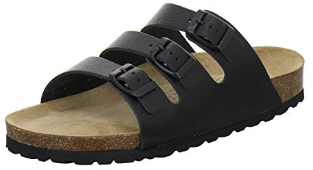 AFS-Schuhe 2133 sportliche Damen Pantoletten aus Leder, praktische Arbeitsschuhe, Bequeme Hausschuhe, Made in Germany (39 EU, schwarz Galttleder)