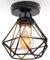 TOKIUS Deckenlampe, 16CM Vintage Deckenleuchte im Industrial Design Retro E27 Lampe aus Eisen Käfig Pendelleuchte Schwarz (1 Stück)