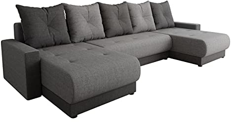 Mirjan24 Ecksofa Palici U, Symmetrisches Ecksofa mit Bettkasten und Schlaffunktion, 4 Sitzer Eckcouch, U-Form Sofa für Wohnzimmer, Polsterecke mit Bettfunktion, Wohnlandschaft (Lux 06 + Lux 05)