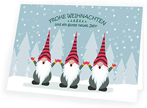 Seelenzauber Weihnachtskarte Wichtel - Trio mit passendem Umschlag 10x Karte 10x Umschlag