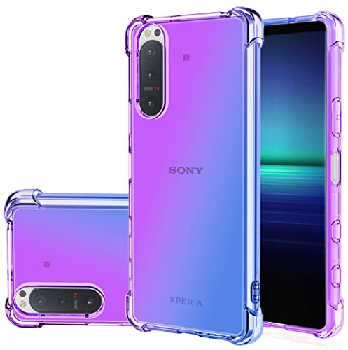 Jhxtech Schutzhülle für Xperia 5 II 5G Case, Sony 5 II Hülle, Transparente süße Verlauf Handyhülle, Schlankes, kratzfestes Flexibles TPU Hülle, stoßfeste Schutzhülle für Sony Xperia 5 II lila/blau