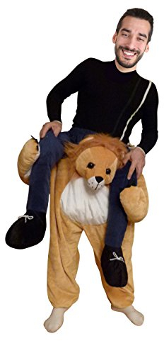 Ikumaal Carry-me Löwen-Kostüm, F-101-1 M-XL, für Erwachsen-e Männer Frau-en, Wild-Katze Löwe als Huckepack Paar- Gruppen-Kostüme Karneval Fasching Karnevalskostüm-e