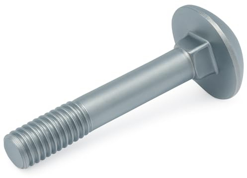 M10x50mm Vis à tête ronde avec col carré, Pack de 20, Vis à tête champignon pour portail, porte, tête de lit, Boulons de carrosserie galvanisés avec tête demi-ronde DIN 603