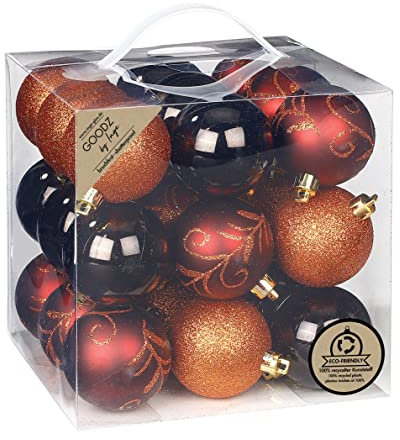 Inge-glas Weihnachtskugeln Kunststoff 6cm 27er Set - braun orange Flame Mix