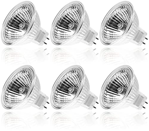WeshLMPO GU5.3 Halogen Light Bulbs 2 Pin, Durable High Output MR16 Halogen Bulbs 35W 12V, Dimmable Spot Light Bulbs for Spotlights Ceiling Lights Bulbs, Warm White, 2700K(6 Pack)