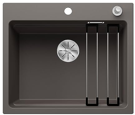 BLANCO ETAGON 6 | Granitspüle aus SILGRANIT vulkangrau | Einbauart: Einbau von Oben | für 60 cm breite Unterschränke | Durchdachtes Systemkonzept mit vielseitig verwendbaren ETAGON-Schienen