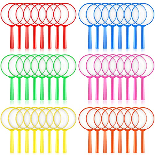 Kingdder 48 Pcs 5 Inch Bulk Kids Magnifying Glass Plastic Colorful Mini Hand Lens 5X Magnifier for Children Science Class Favor Classroom Outdoor Observation Supplies Party Decorations, 6 Colors