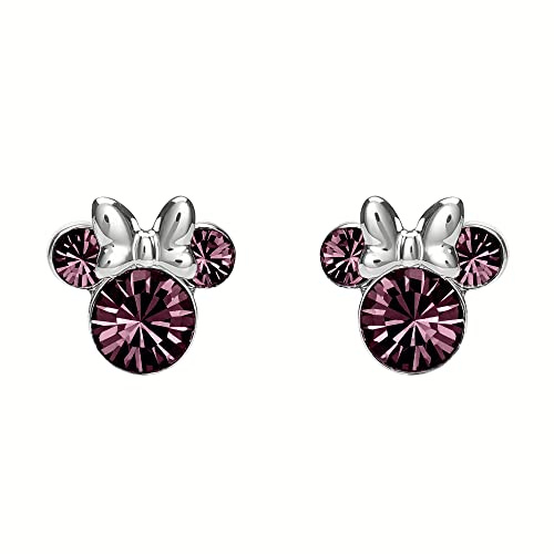 Disney Minnie Mouse Sterling Silver February Birthstone Earrings
