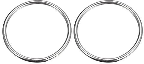 sourcing map 2 Stück O Ringe Edelstahl 304 Metallringe, 80 mm Außendurchm. 5 mm Dicke Geschweißter O-Ring für Befestigung Schrauben Haken Campinggürtel Hundeleinen Taschen Paracord Zubehör