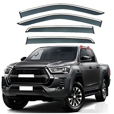 ZQMALL 4 Stück Auto Windabweiser Regenabweiser,Für Toyota Hilux REVO MK8-AN120-AN130 2015-2023 Seitenfenster Luftabweiser Regenschutz Beschlagfrei Beschattung Auto Zubehör