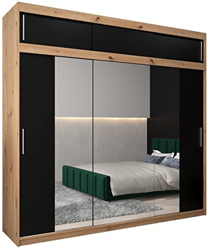 ABIKSMEBLE Armoire Porte coulissante Miroir Tokyo 2 - Armoire Chambre - Dressing Chambre Adulte - Penderie Vetement Dressing - Garde Robe - Placard Chambre - Armoire 3 Portes - Closet