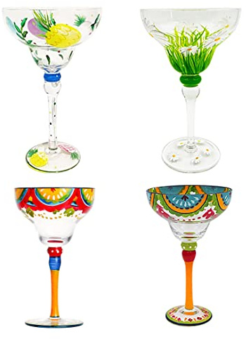 Bemaltes Margarita-Glas, Mexikanische Kollektion Stiellose Margarita-Gläser | Bemaltes Margarita-Glas, Mexikanische Kollektion Stiellose Margarita-Gläser Tassen-Set Einzigartig/Dekorative Mundgeblasene G