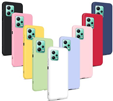 9X Funda para Xiaomi Redmi Note 12 5G/ Poco X5 5G, Carcasas Flexible Suave TPU Silicona, Ultra Delgado Mate Antigolpes Anti-Arañazos Protección Color Puro Caso con Sedoso Tacto Suave, 9 Colores