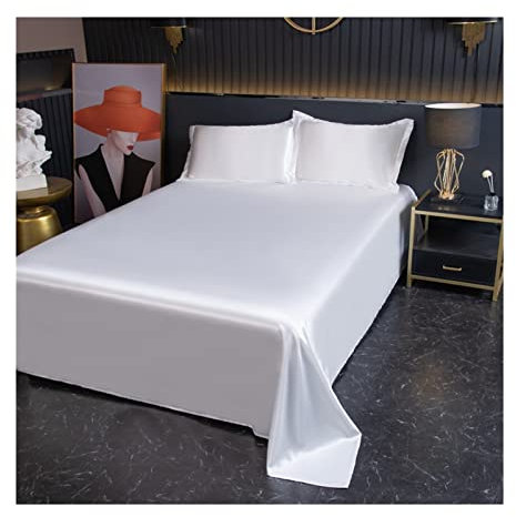 DMKD Bettlaken ohne Gummizug in 100% Polyester Mikrofaser Betttuch Haustuch ohne Gummi Glatt und Weich Laken viele Farben und Größen (Color : Clean White, Size : Flat Sheet 230x250cm)
