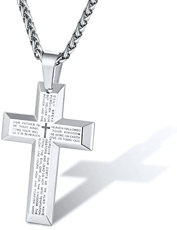 Supcare Schmuck für Männer Kette Herren Silber Kreuz Kette Herren Kreuz Anhänger für Damen Edelstahl Halskette mit Kreuzanhänger Kruzifix Kette Eisernes Kreuz Jesus Kette Modeschmuck für Jahrestag
