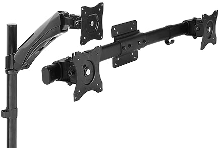 Spacetronik - Adapter von 1 auf 2 Monitore - Monitor-Halterung - Bildschirm-Halterung - Bildschirm-Halterung verstellbar Links-rechts, Oben-unten - Diagonale von 13 bis 27 Zoll - VESA 75/100