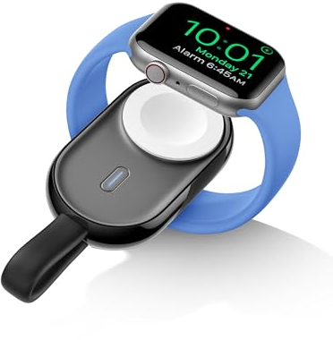 VEGER 1200mAh Caricatore Portatile senza fili compatibile con Apple Watch Serie 9 8 7 6 5 4 3 2 SE Ultra/38/40/42/44mm, Mini Power Bank con cavo USB C integrato