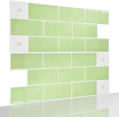 Neukids 10 Stück Fliesenaufkleber Aloe Vera grün Küchenrückwand Klebefliesen 3D selbstklebende Fliesen Wasserdicht Küche Bad Waschküche Wohnmobile Wohnmobile Fliesendekor